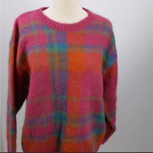 Gallagher plaid mohair blend pullover size large